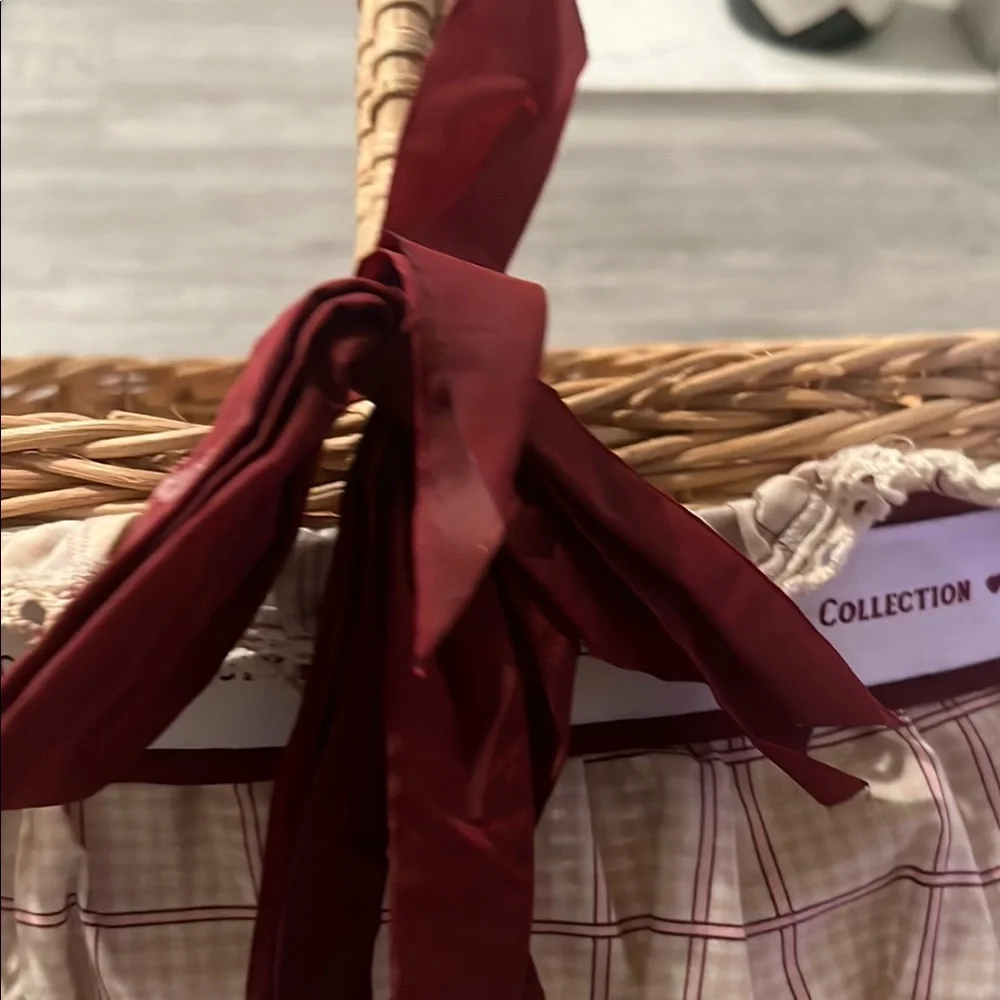 Vintage 1991 American Girl Wicker Basket with Red Bow